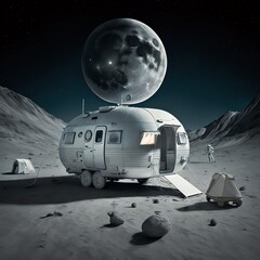 Fototapeta na wymiar Life on the moon Created with Generative AI