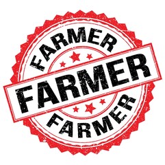 FARMER text on red-black round stamp sign