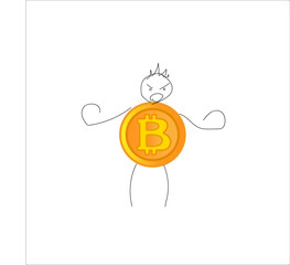 Bitcoin. Physical bit coin. Digital currency. Cryptocurrency. Golden coin with bitcoin symbol. Bitcoin with flat design style. stock vector illustration.