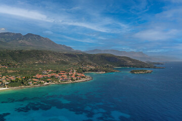 Fototapeta premium Drone photo of Kardamyli, Mani, Greece