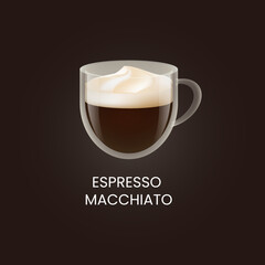 Delicious espresso macchiato. Drink vector illustration design	