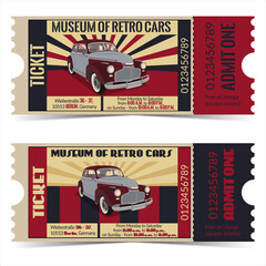 Vector ticket for a museum of retro cars