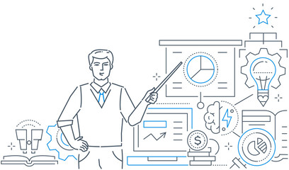 Business coaching - modern line design style web banner