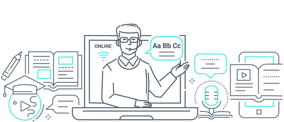 Language school - modern line design style banner