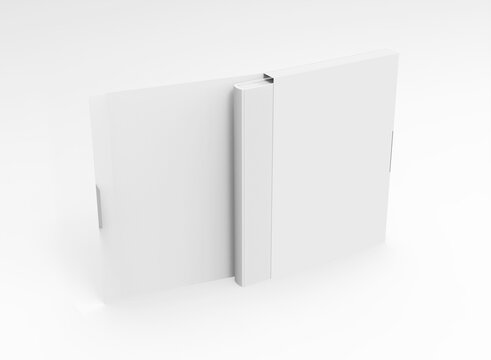 3d Hard Cover Book with Slipcase Mockup. Isolated White Background