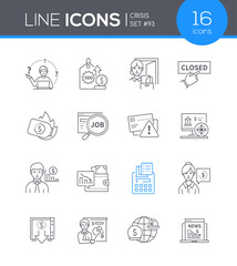 World crisis - line design style icons set on white background