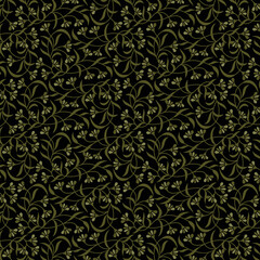 seamless floral pattern with green leaves
