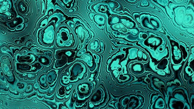 Abstract looping 4k video. Living marble malachite wavy psychedelic background