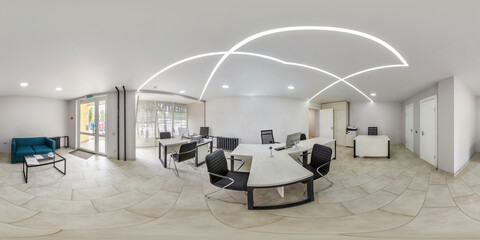  full spherical hdri 360 panorama in interior of empty office  with panoramic windows in...