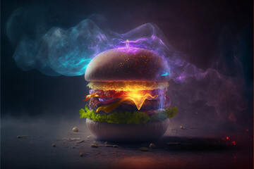 Mouthwatering BBQ Burger, Savory, Juicy, Grilled Delights created with generative ai