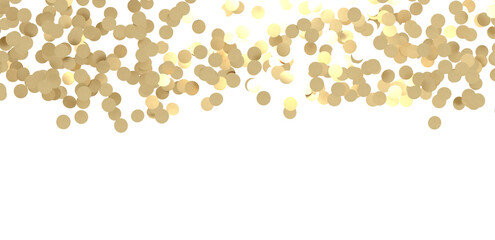 Glittering golden confetti png. Glittering golden confetti falls from above on transparent background. Celebrate festivals.