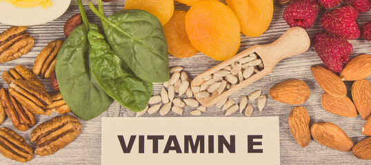Nutritious food as source natural vitamin E and minerals. Healthy eating
