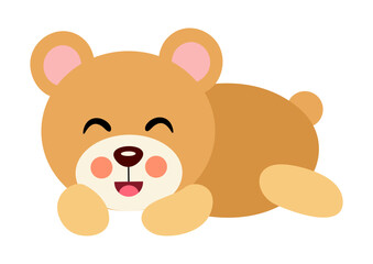 Obraz na płótnie Canvas Cute brown teddy bear lying down