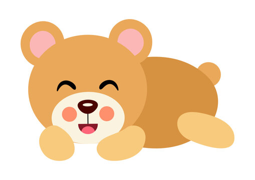 Cute brown teddy bear lying down