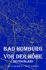 Nachtblaue moderne ästhetische Bad Homburg vor der Höhe Stadtkarte