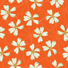 Vector orange seamless pattern background. Floral Sailing.