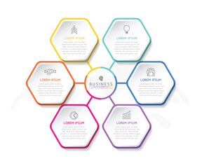 Connecting Steps business Infographic Template with 6 Elements