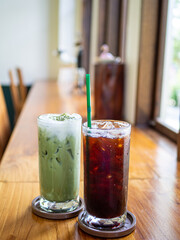 ice americano and ice matcha greentea focusview