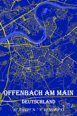 Nachtblaue moderne ästhetische Offenbach am Main Stadtkarte 