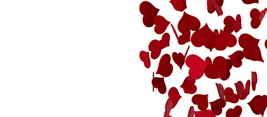 3D illustration of hearts falling