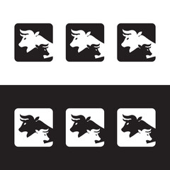 Black and white bull animal vector logo design . Bull icon . Bull silhouette 