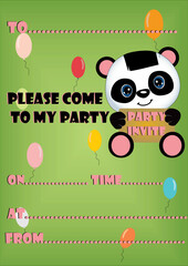 Invitation for birthday parties with Panda 