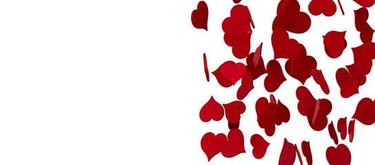 realistic isolated heart confetti on the transparent background for decoration and covering. Concept of Happy Valentine's Day,