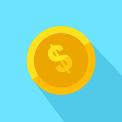 Coin and money cash icon. Vector illustration isolated on blue background.