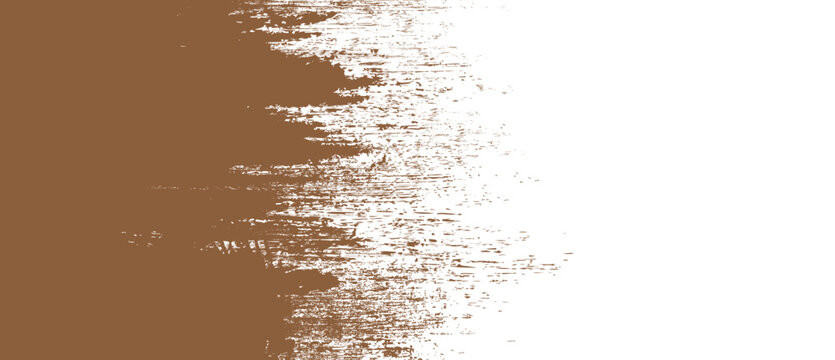 Brown brush stroke background. Brown ink splash on backdrop. Brush background for wallpaper, paint splatter template, dirt banner, watercolor design, dirty texture. Trendy brush background, vector