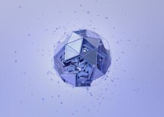 Geometric design with abstract sphere, 3d render