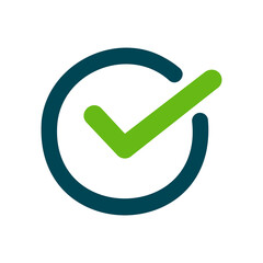 Fototapeta na wymiar Checkmark and Green check icon. approve or deny line art vector color icon for apps and websites and ui ux.