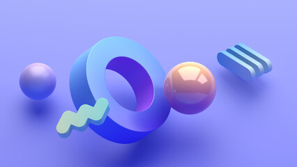 Abstract geometric composition, background design, 3d render
