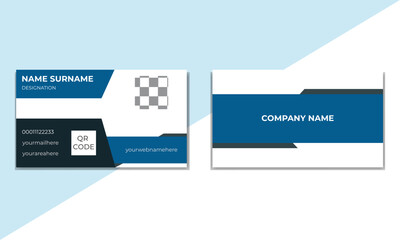 Blue modern creative business card and name card, horizontal simple clean template vector design, layout in rectangle size.Modern blue business card. Modern business card template blue black colour.

