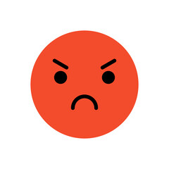 Angry emoji. Mad red face icon flat illustration.