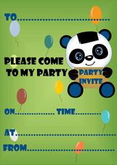 Invitation for birthday parties with Panda for boys 