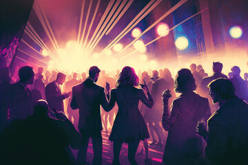 Celebrating people at the disco club