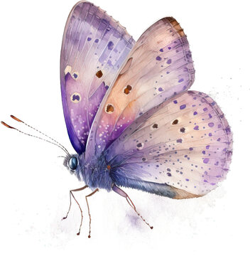 Watercolor violet purple butterfly illustration