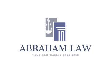 scales and pillars of law logo. representing legal justice and solid foundation by the law.