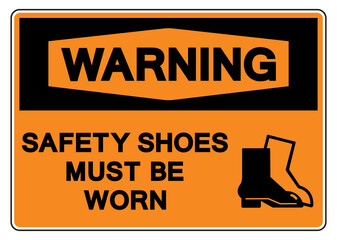 Warning Safety Shoes Must Be Worn Symbol Sign,Vector Illustration, Isolate On White Background Label. EPS10