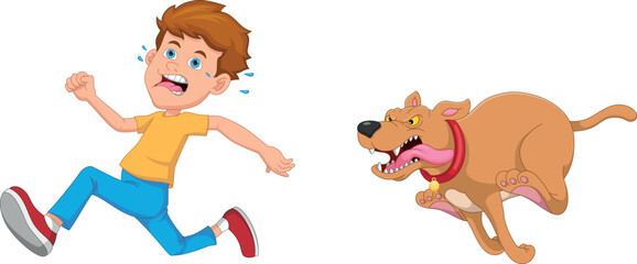 cartoon dog chasing boy