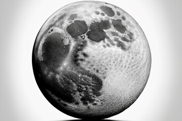 the gray moon isolated on a white background. Generative AI