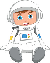 cartoon little boy in astronaut costume