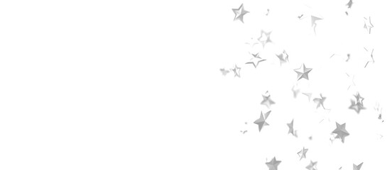 Banner with silver decoration. Festive border with falling glitter dust and stars.