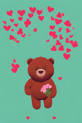 Obraz premium Valentine Day Teddy Bear. Generative AI