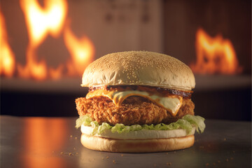 Cheesy Burger template design created with generative ai