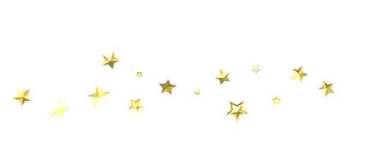 Fototapeta na wymiar Banner with golden decoration. Festive border with falling glitter dust and stars. png