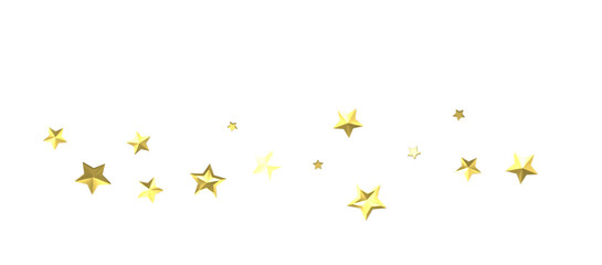 Fototapeta na wymiar Banner with golden decoration. Festive border with falling glitter dust and stars. png