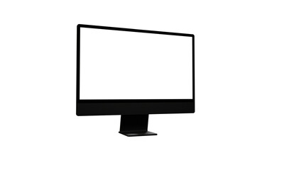 Realistic 3D Computer, with a white screen, isolated on a background
