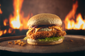 Cheesy Burger template design created with generative ai