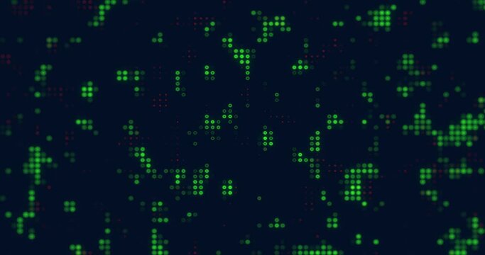 animated glowing green pixel dots digital background